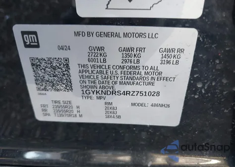 2024 Cadillac Xt5 Awd Premium Luxury z USA, uszkodzony, nr VIN 1GYKNDRS4RZ751028